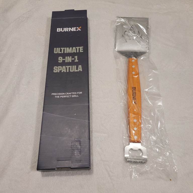 9 in 1 bbq spatula grill, hanging hook, bottle opener, cheese slicer 