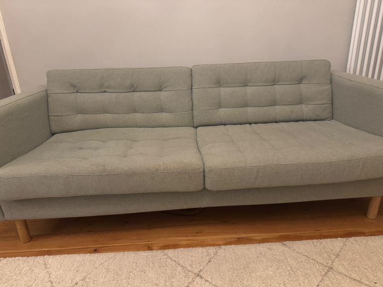 IKEA LANDSKRONA Sofa Set (3-Seater, Armchair & Footstool) - Light Green - Good Condition