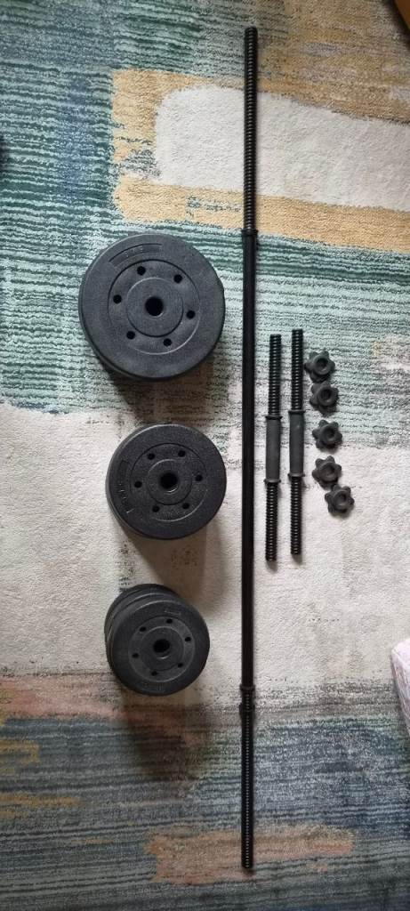 27.5kg Adjustable Vinyl Weight Set – Dumbbell Bars & Barbell Included