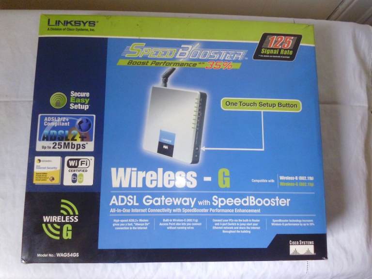 Linksys Wireless ADSL Gateway With Speedbooster Modem WAG54GS