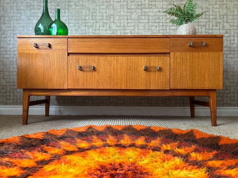 * SOLD * Vintage Retro Mid Century Teak Compact Sideboard 