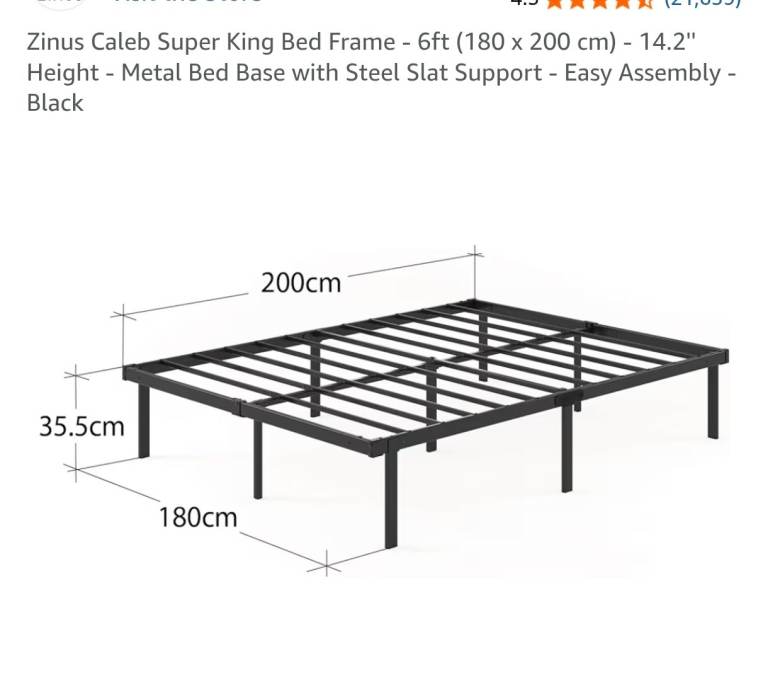 Super king size bed frame, metal black 