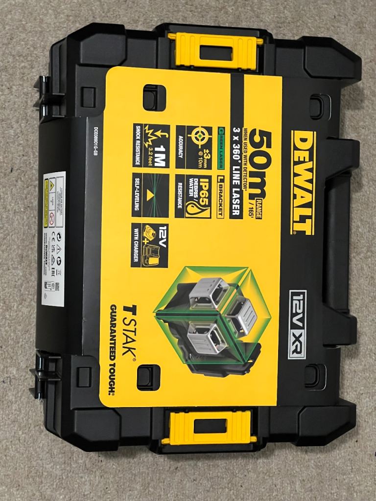 DeWalt Green Line Laser Level Kit DCE089D1G-GB 12V XR 3x360° - BRAND NEW DEWALT