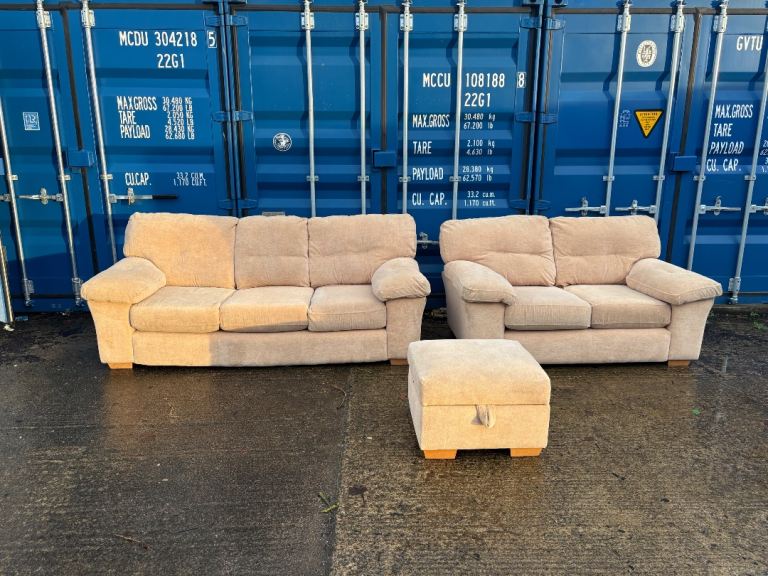 3 & 2 seater sofas + footstool 
