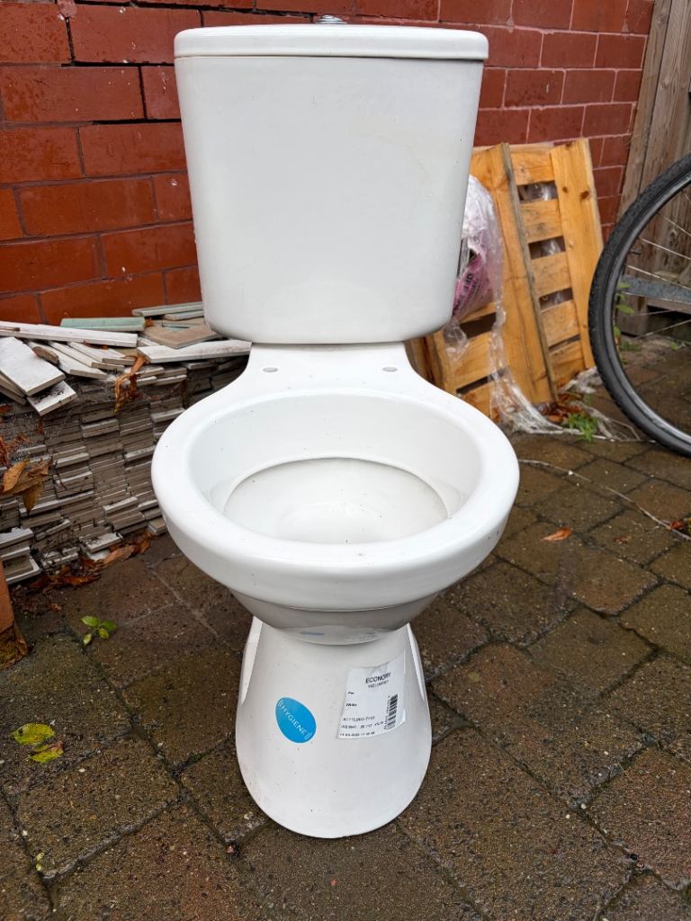White ceramic toilet unused 