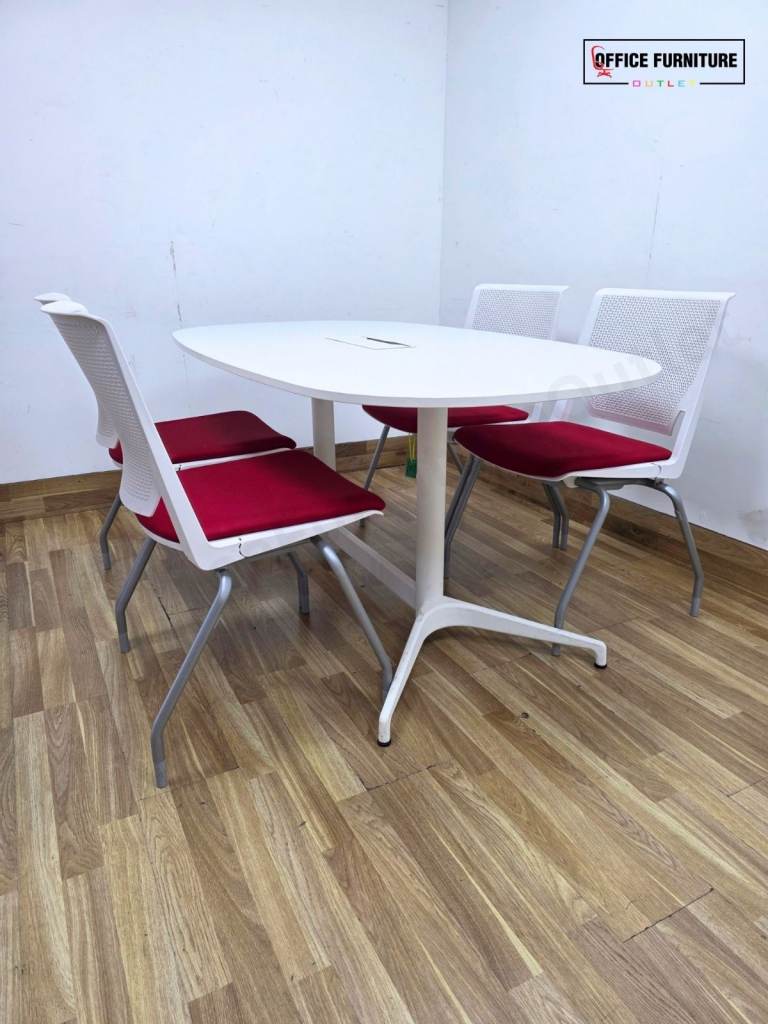 Oval Meeting Room Table with 4 Haworth Chairs