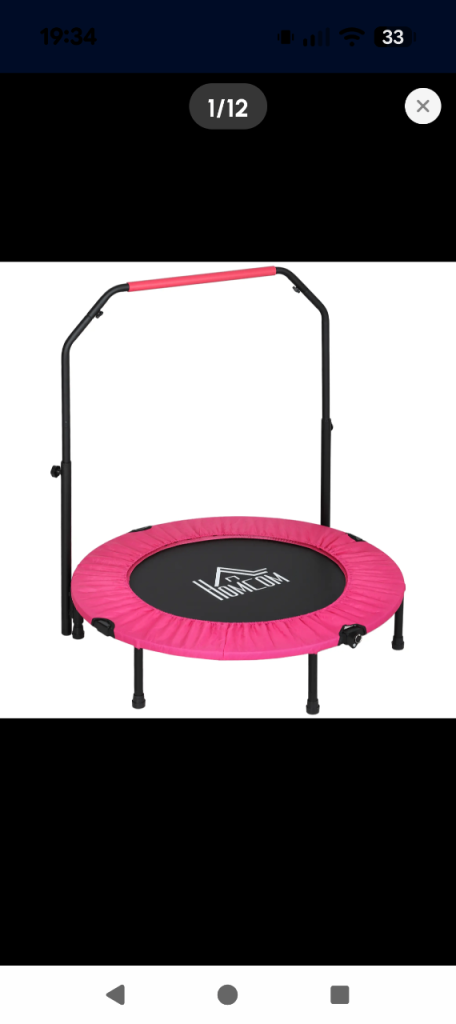 Foldable Mini Rebounder Trampoline with Handle Bar – Pink