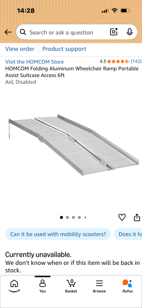 HOMCOM Folding Aluminium Wheelchair Ramp Portable Assist Suitcase Access 6ft