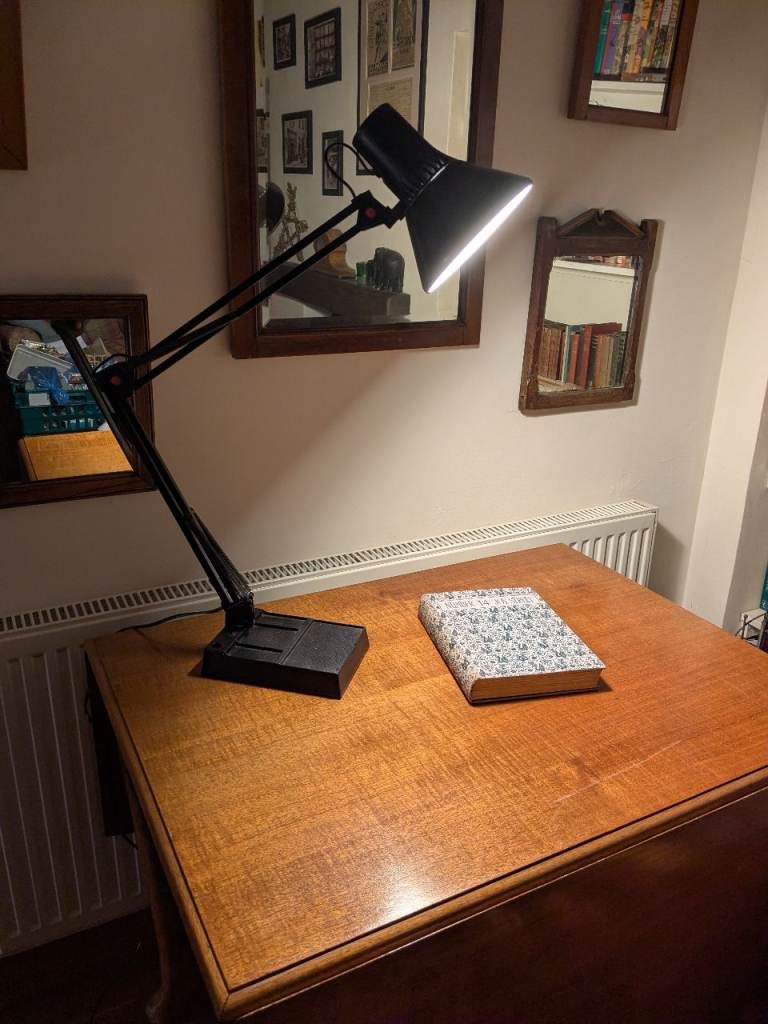 Micromark Angle Poise Black Architect's Lamp with Weighted Organiser Base 1980's