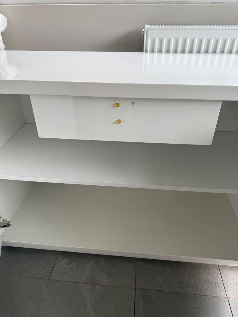 Large white high gloss solid sideboard 