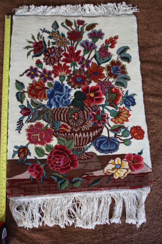 Woven fine wool tapestry 'still life'.