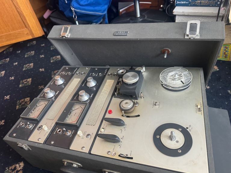 Akai M-8 Tape Recorder with Microphone and Accessories