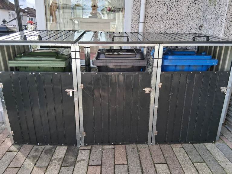 Metal 3 door council bin units