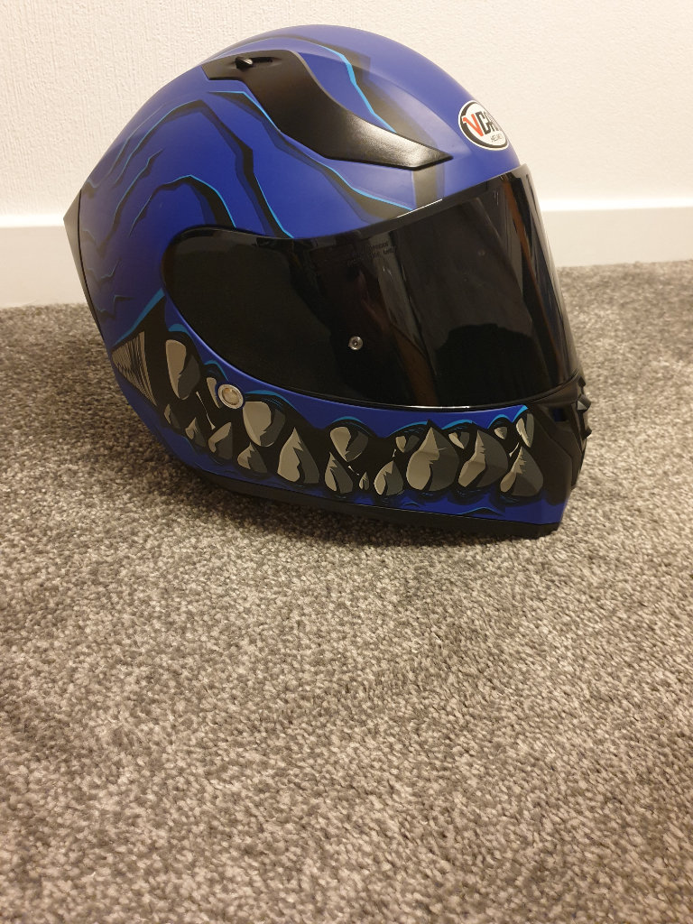 Vcan Mordhi blue helmet size xs excellent condition spare visor and helmet bag