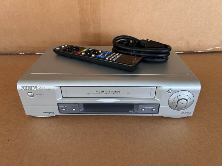 Philips VR630 VHS VCR Video Cassette Recorder Silver- Fully Working + Remote