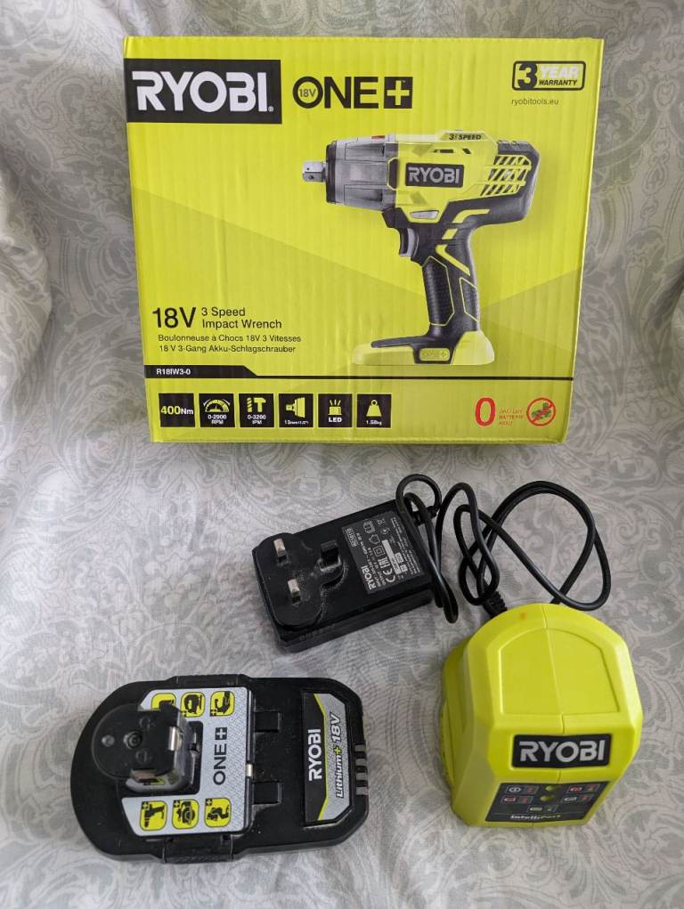 Ryobi R18IW3-120S One+ Cordless 3 Speed 18V Impact Wrench Kit