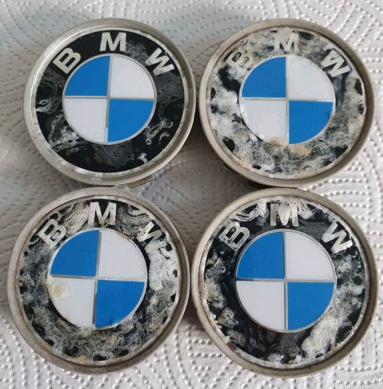 Genuine Rare BMW Alloy Wheel 68mm Centre Caps x 4 2-Piece Classic Retro 