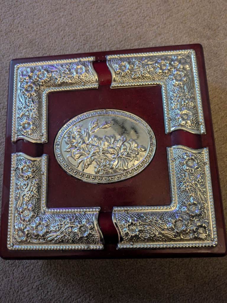 Wooden and metal jewellery box 