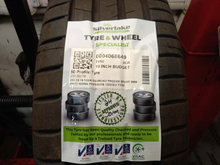 235 50 19 103w Dovroad Prozax Sport 5mm Part Worn Pressure Tested Tyre