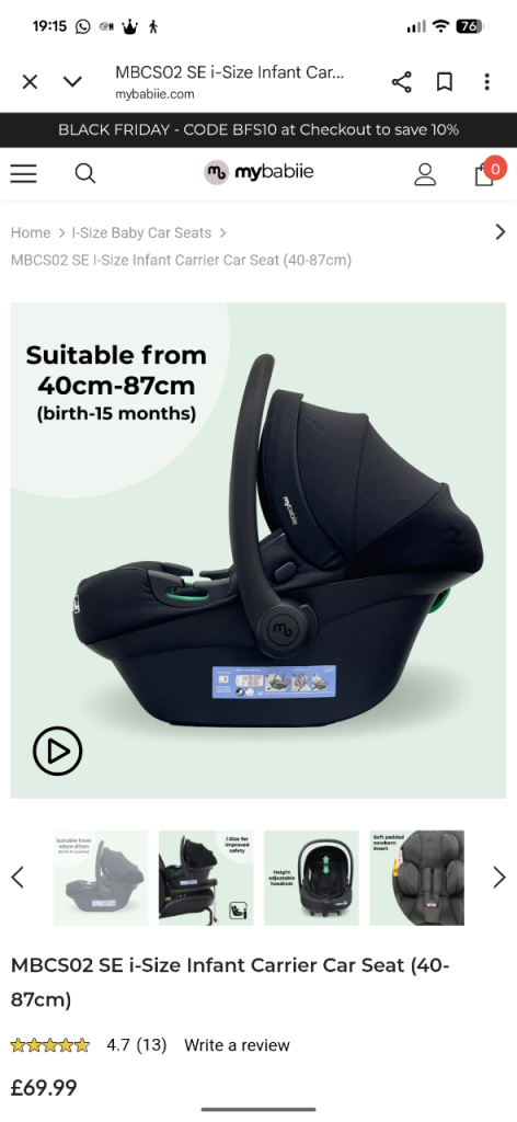 image for I size baby car seat 