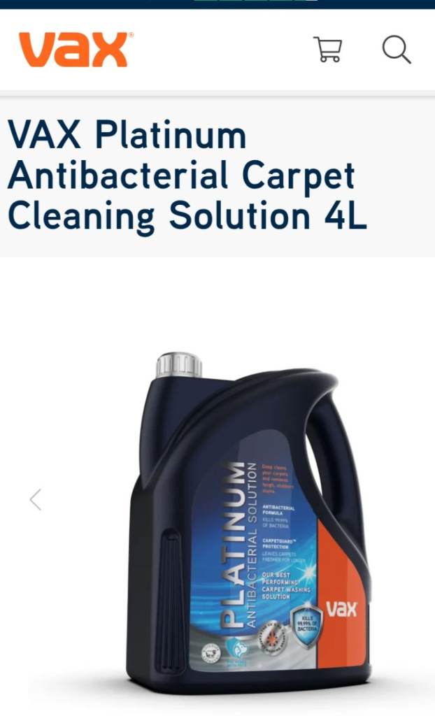 Vax Platinum Antibacterial Carpet Cleaning Solution 4 Litre 