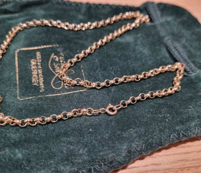Gold 9ct Belcher chain, necklace. 