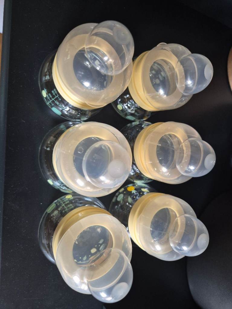 6 glass baby bottles