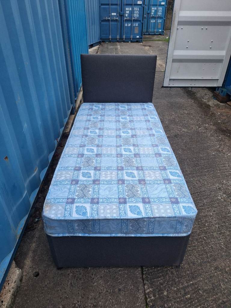 image for Single divan bed with mattress and headboard