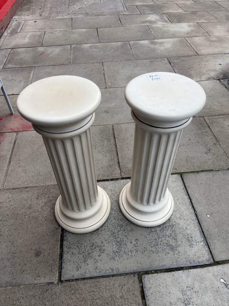 Pair of Cream Decorative Pedestals – Good Condition