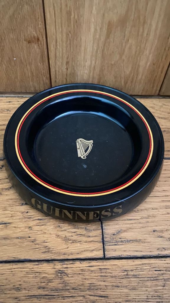 Guinness Pub Ashtray Vintage Melamine, Black Gold