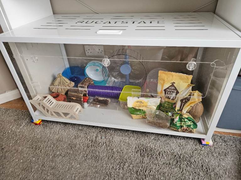 Bucatstate 2 Hamster Gerbil Rodent Cage Plus Wheels Hides Food Acessories