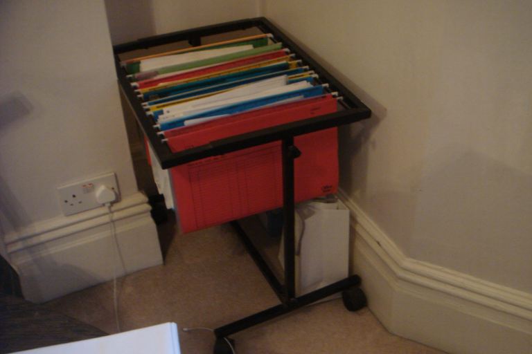 Durable Black Steel Suspension File Trolley for Document Storage