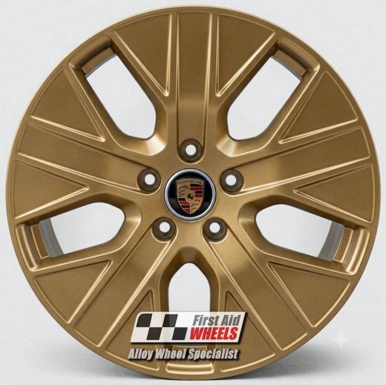 R617AGS Swap PORSCHE TAYCAN 4X 20'' GENUINE TURBO AREO SATIN AURUM GOLD ALLOY WHEELS