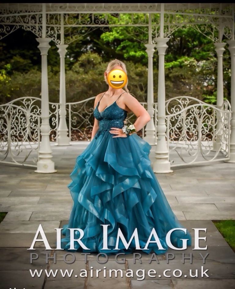 Prom dress Lilian Rose Boutique size 6/8 Jade Green full skirt laced back