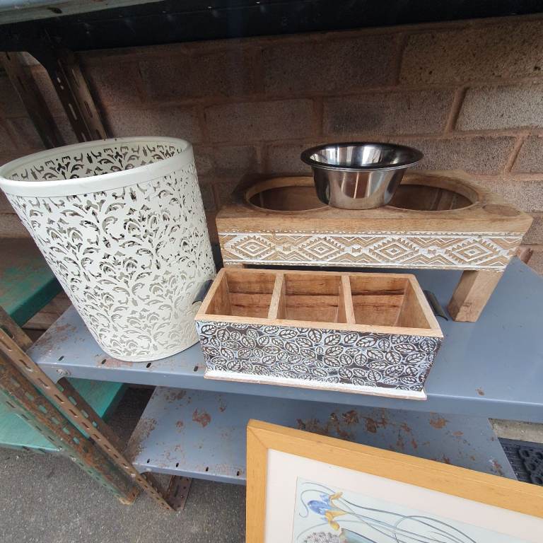 Decorative Dust Bin, Storage Boxes & Dog Food Stand , Good Condition, Very Useful, Attractive.