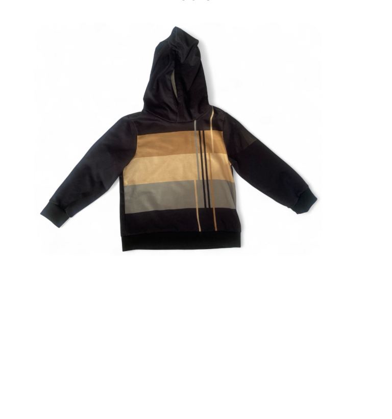 Black Hoodie with Colour Block Design 