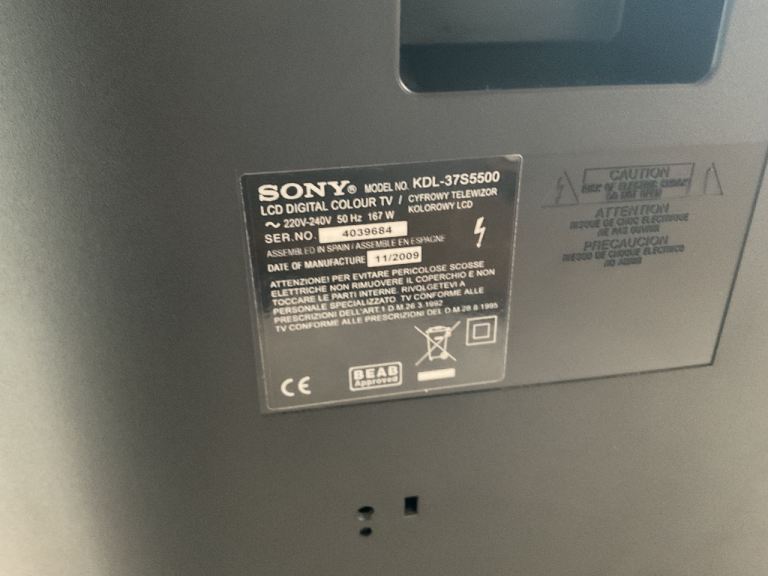 Sony Bravia 37” TV KDL37S5500 Television 1080P HD LCD 37 INCH 