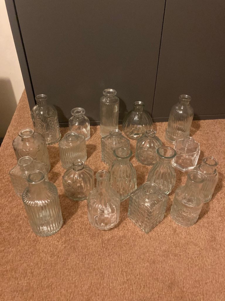 image for Set of 19 mini glass vases 