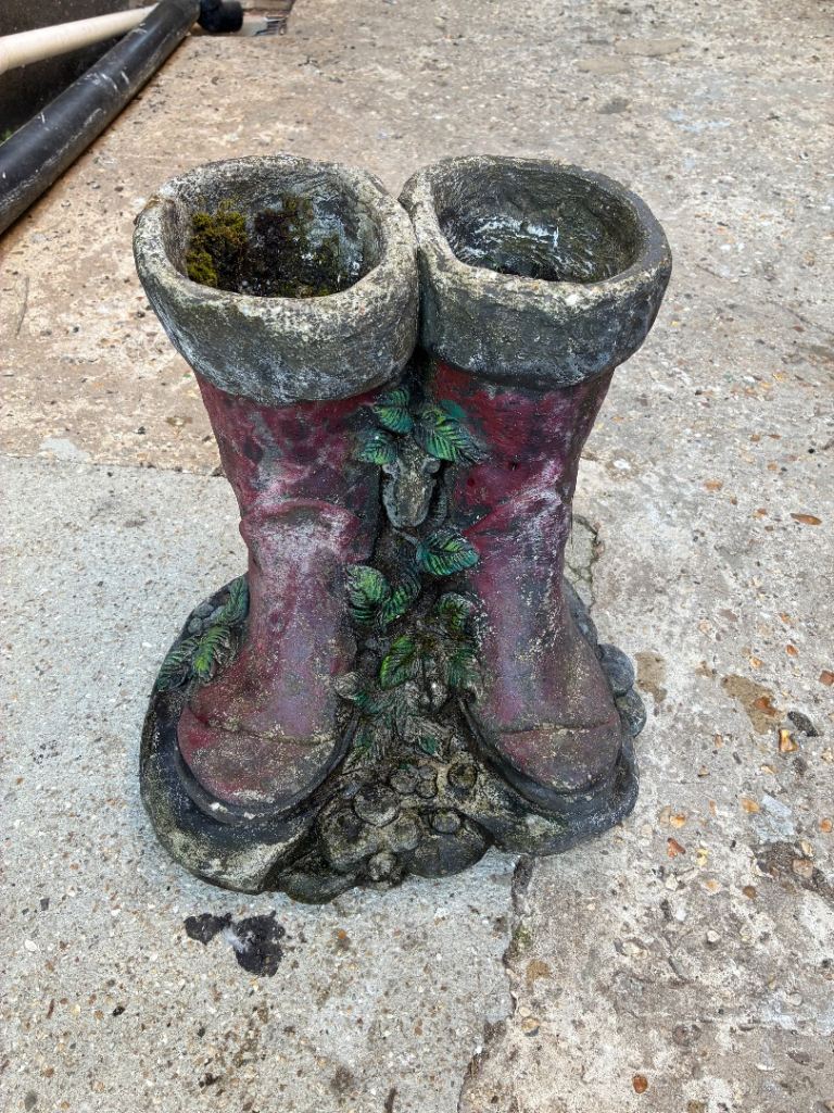 Garden ornamental stone wellingtons