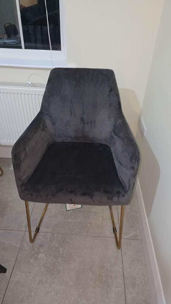 4 off Charcoal Grey Velvet Dining Chairs