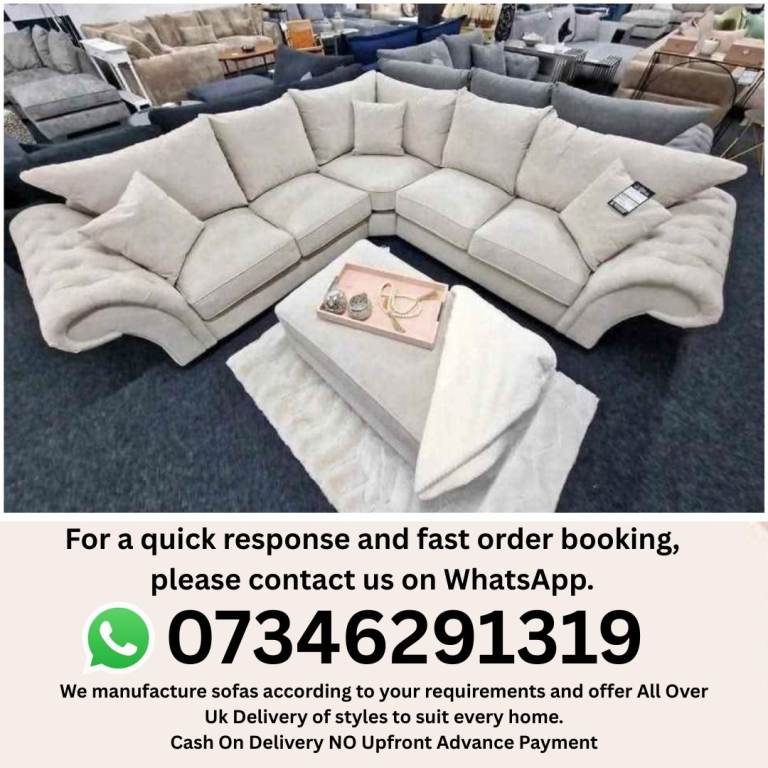 Brand New Corner Sofa – Beige Fabric, Stylish Design