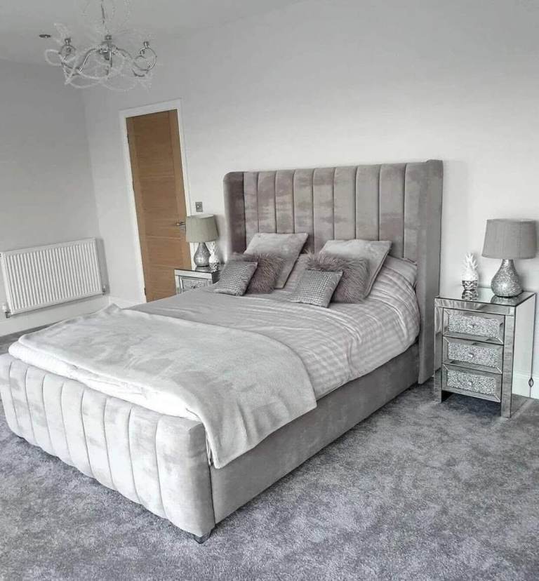 Royal Wing Upholstered Bed Frame ~~ Double & King Size ~~ Optional Mattress ~~ Pay After Delivery