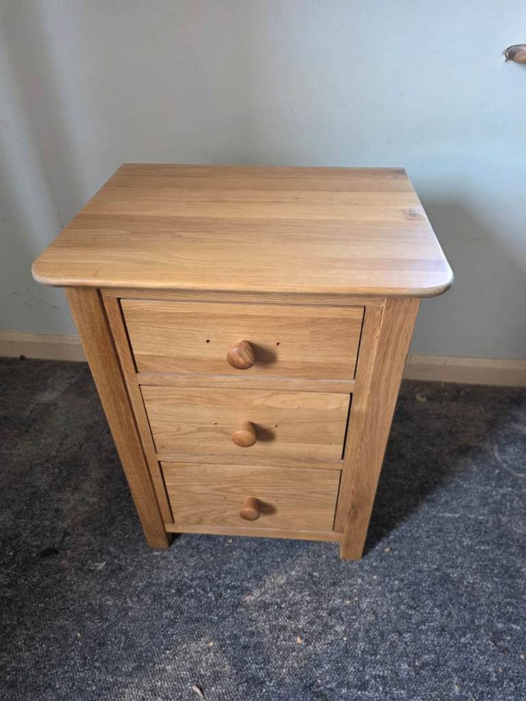 Oak Bedside drawer, rounded corner