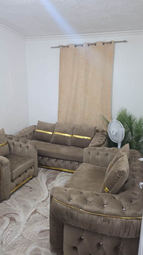 Sofa Set 3+2+1 – Brown Velvet, As Good As New