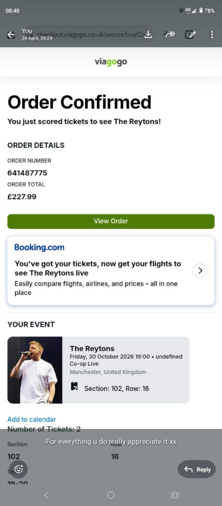 The Reytons Concert Tickets - Manchester, 30 October 2026