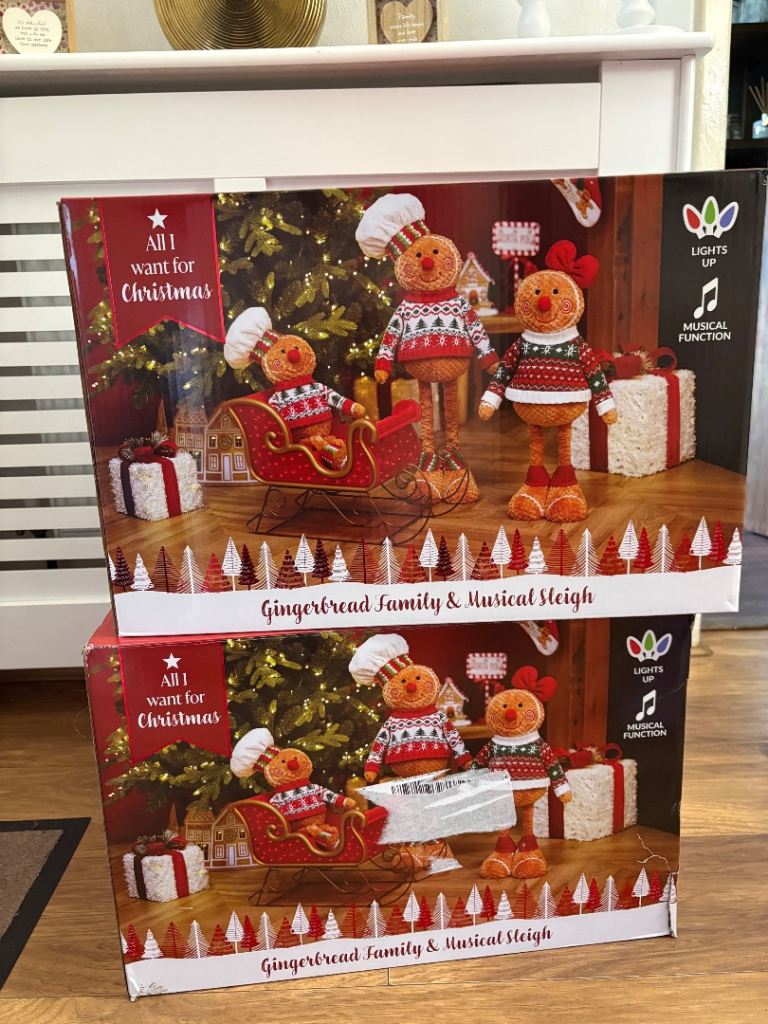 1 x led Christmas decoration Gingerbread family and musical led sleigh *unwanted gift*