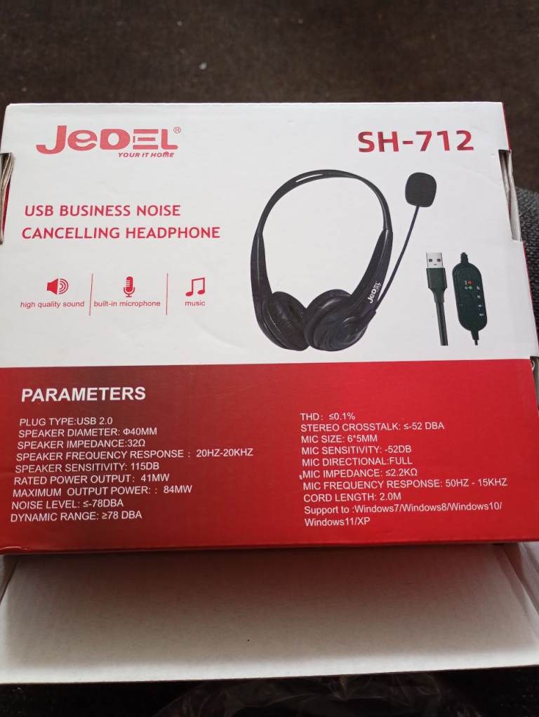 Jedel SH-712 USB Business Noise Cancelling Headphone - New in Box