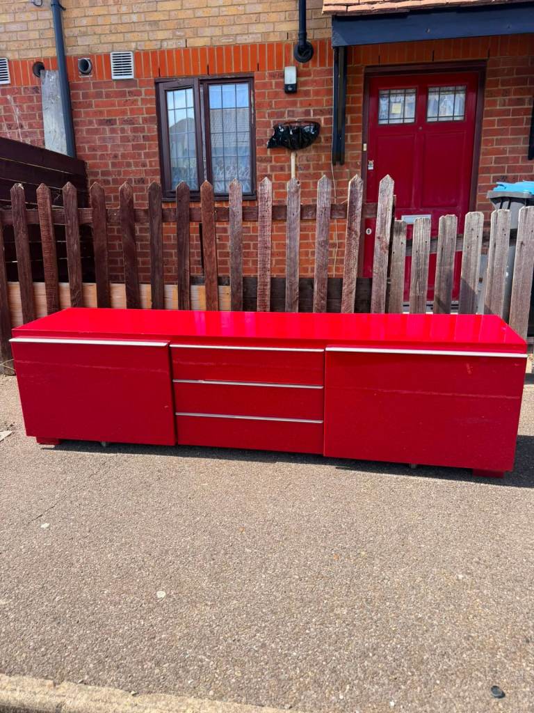 Red Glossy Sideboard / TV Unit with Drawers