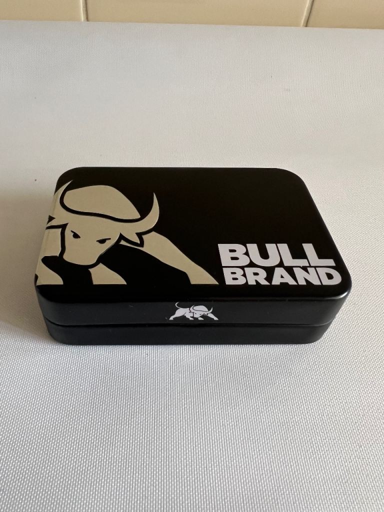 Bull Brand Black Metal Storage Tin – New Condition