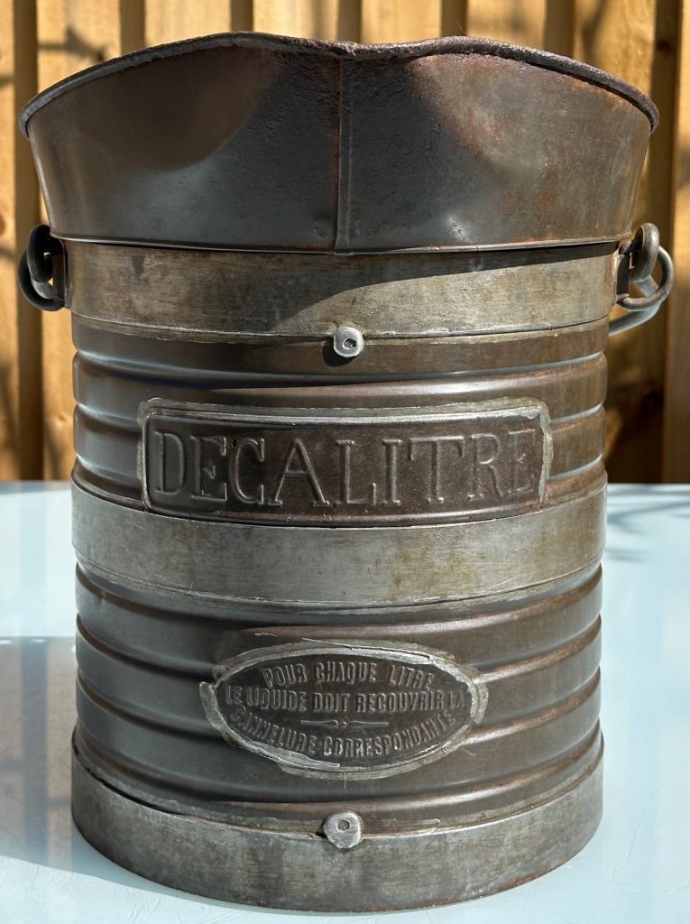 ANTIQUE FRENCH DECALITRE MEASURING JUG PITCHER, H33cm - 1900s CHAMPAGNE VINEYARD - WILL POST!